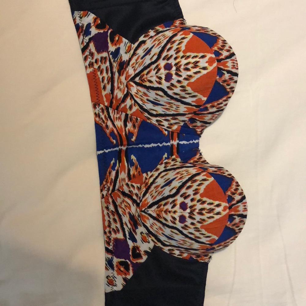 Blue and orange designed bustier